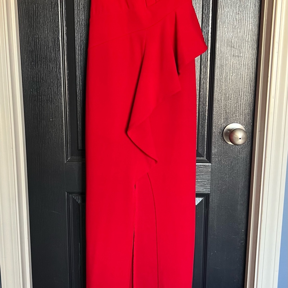 Symphony Bridal Red Asymmetrical One-Shoulder Gown